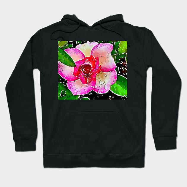 Little garden rose with dew drops Hoodie by Dillyzip1202